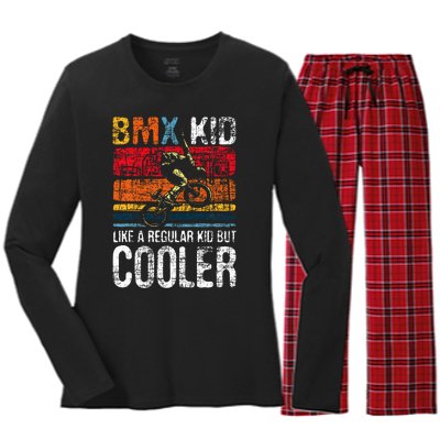 Bmx Like A Regular Cyclist Bicycle Bike Rider Women's Long Sleeve Flannel Pajama Set 