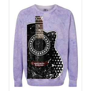 Black Acoustic Guitar Grunge Colorblast Crewneck Sweatshirt