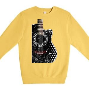 Black Acoustic Guitar Grunge Premium Crewneck Sweatshirt