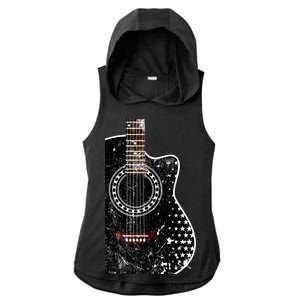 Black Acoustic Guitar Grunge Ladies PosiCharge Tri-Blend Wicking Draft Hoodie Tank