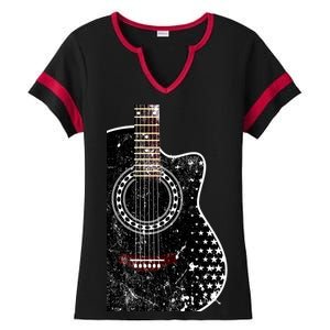 Black Acoustic Guitar Grunge Ladies Halftime Notch Neck Tee