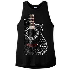 Black Acoustic Guitar Grunge Ladies PosiCharge Tri-Blend Wicking Tank