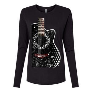 Black Acoustic Guitar Grunge Womens Cotton Relaxed Long Sleeve T-Shirt