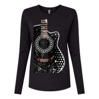 Black Acoustic Guitar Grunge Womens Cotton Relaxed Long Sleeve T-Shirt