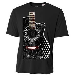 Black Acoustic Guitar Grunge Cooling Performance Crew T-Shirt