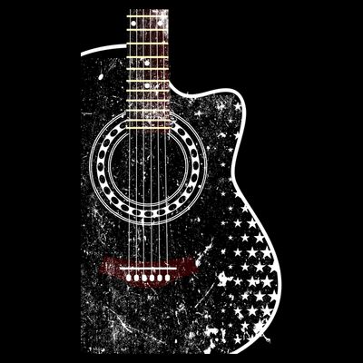 Black Acoustic Guitar Grunge T-Shirt