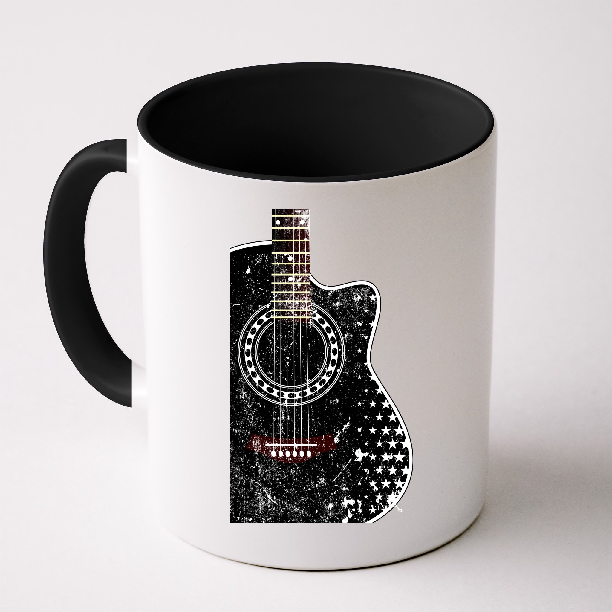 Black Acoustic Guitar Grunge Mug