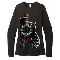 Black Acoustic Guitar Grunge Womens CVC Long Sleeve Shirt