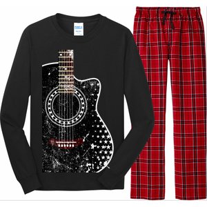 Black Acoustic Guitar Grunge Long Sleeve Pajama Set