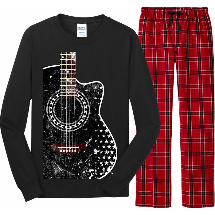 Black Acoustic Guitar Grunge Long Sleeve Pajama Set