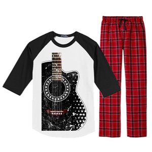 Black Acoustic Guitar Grunge Raglan Sleeve Pajama Set