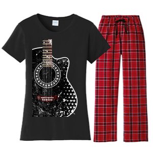 Black Acoustic Guitar Grunge Women's Flannel Pajama Set