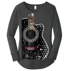 Black Acoustic Guitar Grunge Women's Perfect Tri Tunic Long Sleeve Shirt