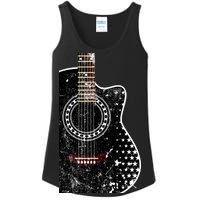 Black Acoustic Guitar Grunge Ladies Essential Tank