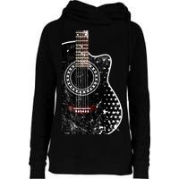 Black Acoustic Guitar Grunge Womens Funnel Neck Pullover Hood