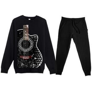 Black Acoustic Guitar Grunge Premium Crewneck Sweatsuit Set