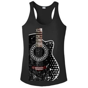 Black Acoustic Guitar Grunge Ladies PosiCharge Competitor Racerback Tank