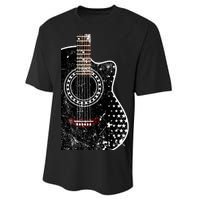 Black Acoustic Guitar Grunge Performance Sprint T-Shirt