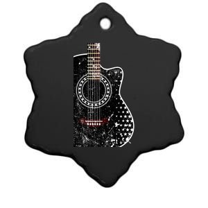 Black Acoustic Guitar Grunge Ceramic Star Ornament