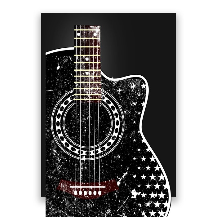 Black Acoustic Guitar Grunge Poster