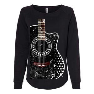 Black Acoustic Guitar Grunge Womens California Wash Sweatshirt