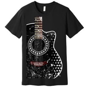 Black Acoustic Guitar Grunge Premium T-Shirt