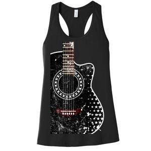 Black Acoustic Guitar Grunge Women's Racerback Tank