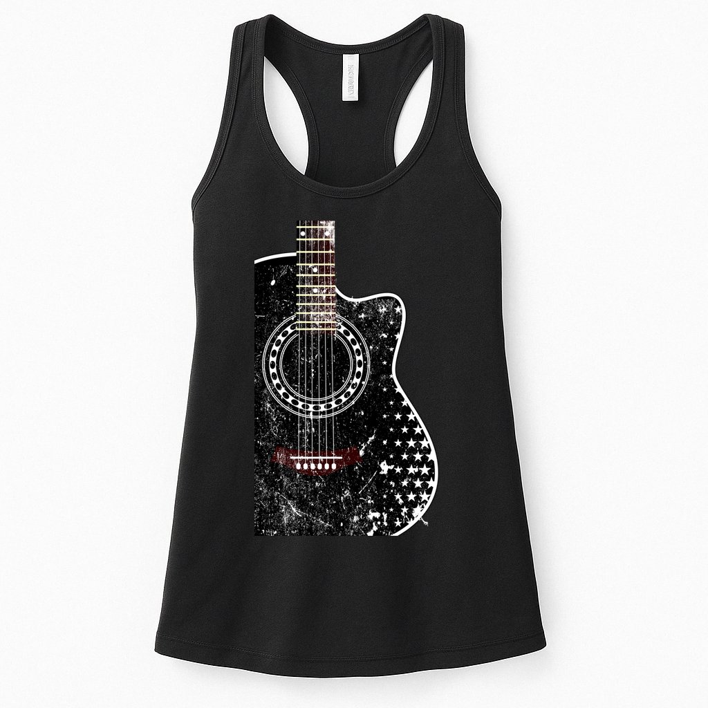 Black Acoustic Guitar Grunge Womens Tank Top