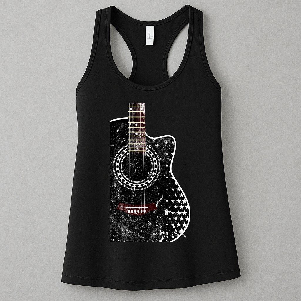 Black Acoustic Guitar Grunge Womens Tank Top