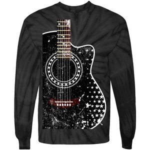 Black Acoustic Guitar Grunge Tie-Dye Long Sleeve Shirt