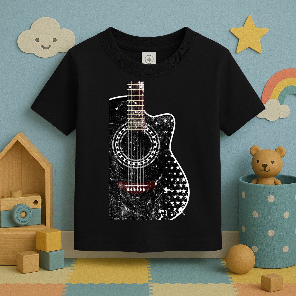 Black Acoustic Guitar Grunge Toddler T-Shirt