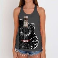 Black Acoustic Guitar Grunge Women's Knotted Racerback Tank