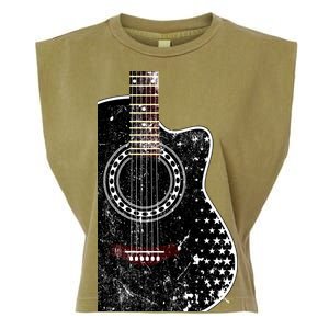 Black Acoustic Guitar Grunge Garment-Dyed Women's Muscle Tee