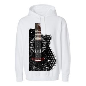 Black Acoustic Guitar Grunge Garment-Dyed Fleece Hoodie