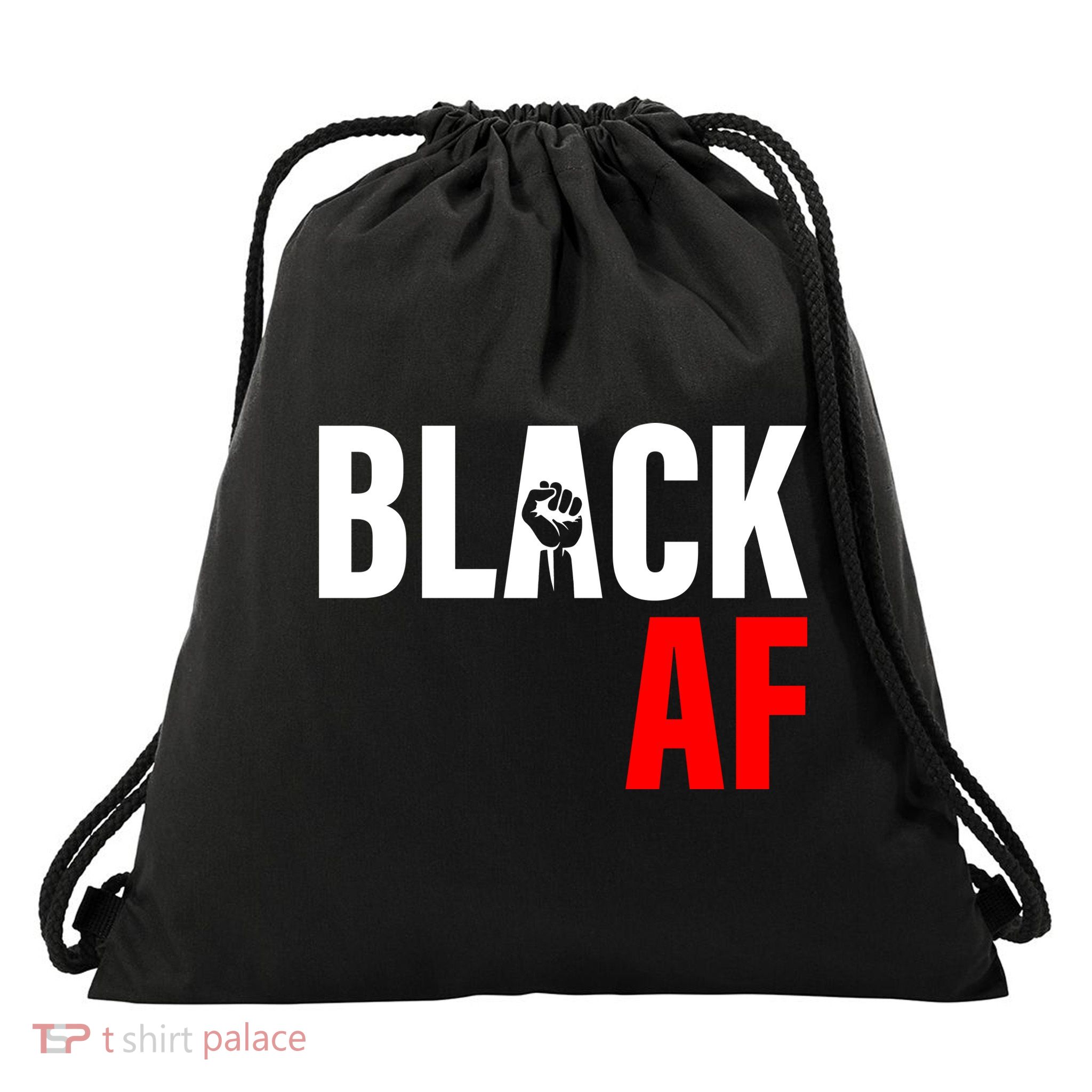 Black AF Fist Logo Drawstring Bag