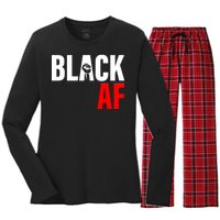 Black AF Fist Logo Women's Long Sleeve Flannel Pajama Set 