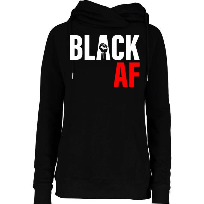 Black AF Fist Logo Womens Funnel Neck Pullover Hood