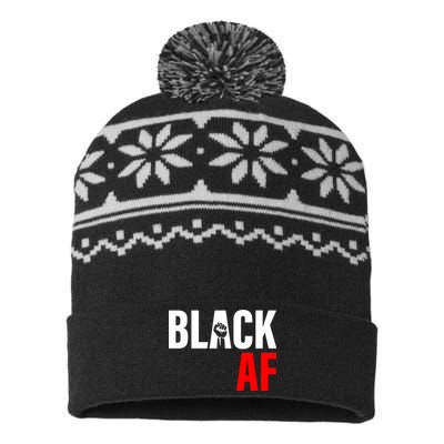 Black AF Fist Logo USA-Made Snowflake Beanie