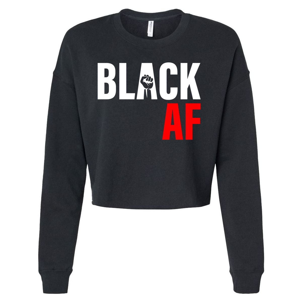 Black AF Fist Logo Cropped Pullover Crew