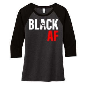 Black AF Fist Logo Women's Tri-Blend 3/4-Sleeve Raglan Shirt