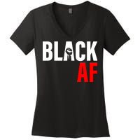 Black AF Fist Logo Women's V-Neck T-Shirt