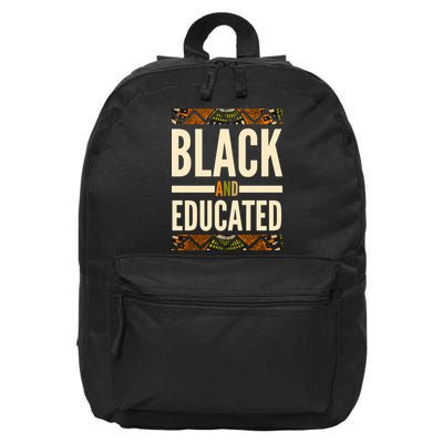 Black And Educated History African Pride  16 in Basic Backpack