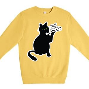 Black Cat I Found This Humerus Funny Premium Crewneck Sweatshirt