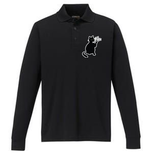 Black Cat I Found This Humerus Funny Performance Long Sleeve Polo