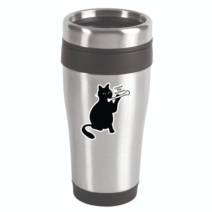 Black Cat I Found This Humerus Funny 16oz Travel Tumbler
