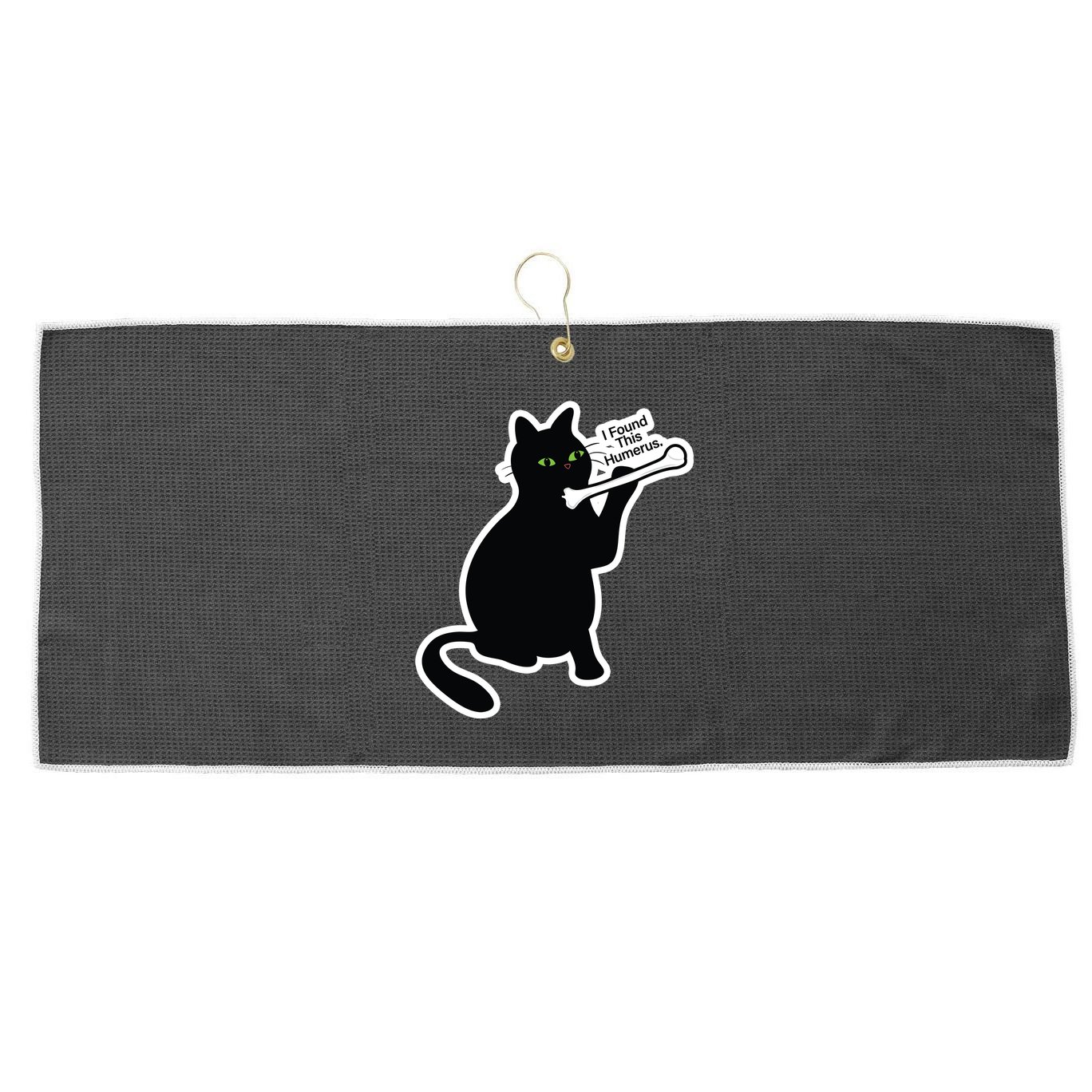 Black Cat I Found This Humerus Funny Large Microfiber Waffle Golf Towel