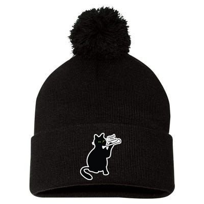 Black Cat I Found This Humerus Funny Pom Pom 12in Knit Beanie