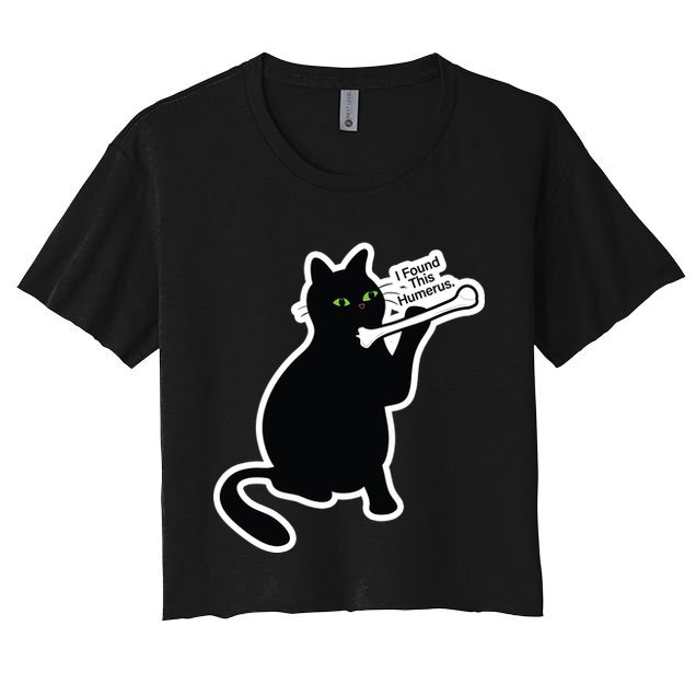 Black Cat I Found This Humerus Funny Crop Top