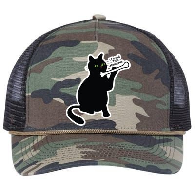 Black Cat I Found This Humerus Funny Retro Rope Trucker Hat Cap