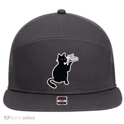 Black Cat I Found This Humerus Funny 7 Panel Mesh Trucker Snapback Hat